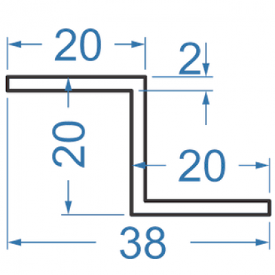 Алюмінієвий Z-профіль 20x20x20x2 анодований